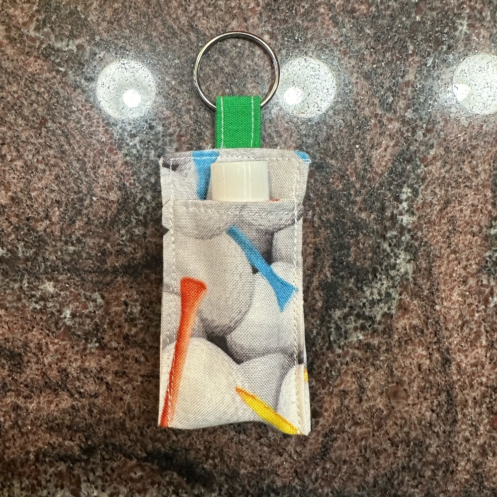 Handmade lip balm holder keychain- golf design